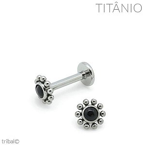 Labret Disco Ônix 10 Esferas Titânio