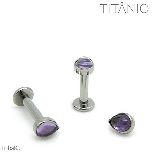 Labret Gota Pedra Ametista Titânio 1.6mm