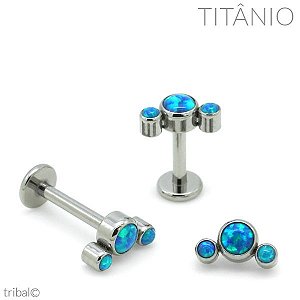 Labret Cluster Triplo Angular Opala Titânio