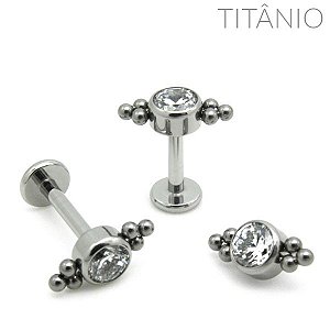 Labret Micro Disco Zircônia 6 Esferas Titânio