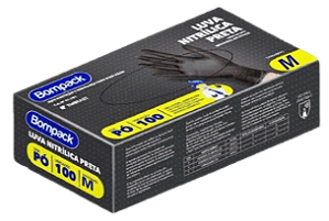 LUVA NITRÍLICA PRETA C/ 100 UNIDADES - M