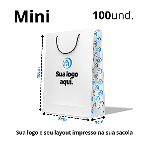 Sacola Personalizada Fundo Branco Mini 8Lx10Ax3F 100 Unidades