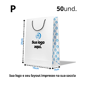 Sacola Personalizada Fundo Branco P 15LX21AX7F 50 Unidades