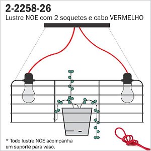 Lustre Aramado NOE - 2 cabos Vermelhos