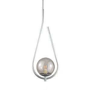 Lustre Pendente ON DROP - PRATA com globo de vidro Fumê