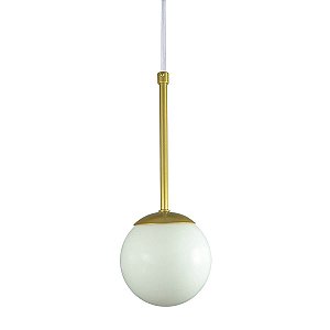 Pendente Globo Esfera de Vidro 12cm - OURO - Vidro Branco