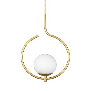 Pendente Lustre On Loop DOURADO com globo de vidro BRANCO