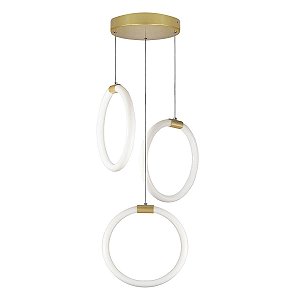 Lustre 3 pendente Circular AURA 25cm - OURO - LED 45w 6000k
