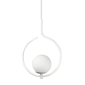 Pendente Lustre On Loop BRANCO com globo de vidro BRANCO