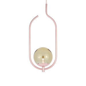 Lustre Pendente ON CLIP - ROSÉ com globo de vidro Âmbar