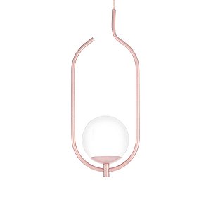 Lustre Pendente ON CLIP - ROSÉ com globo de vidro Branco