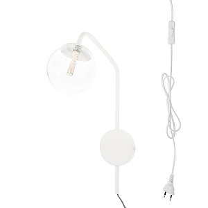 Arandela New Figo Branco c/ plug e interruptor - Vidro Transparente