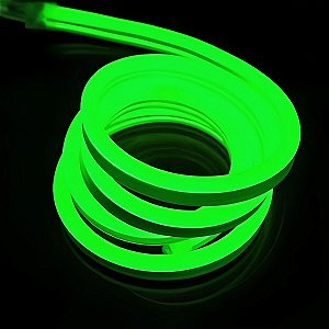 MANGUEIRA NEON LED FLEXIVEL DE SILICONE - 6x12mm 7.4w/m 12v IP68 5M- VERDE