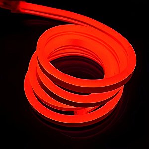 MANGUEIRA NEON LED FLEXIVEL DE SILICONE - 6x12mm 7.4w/m 12v IP68 5M- VERMELHO