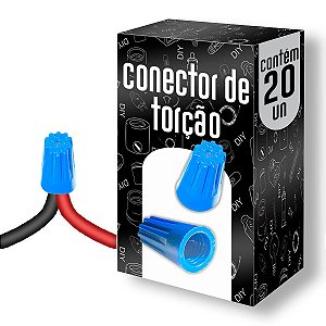 KIT C/ 20 CONECTORES DE TORÇÃO EMENDA AZUL P/CABO 0,8-4,5MM
