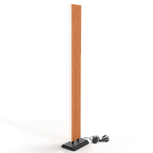 Abajur Coluna Minimalista Piso TIMBER C/ Madeira Jequetiba - BRANCO QUENTE