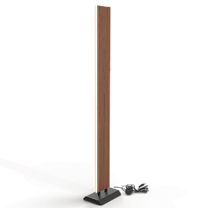 Abajur Coluna Minimalista Piso TIMBER C/ Madeira Sucupira - BRANCO QUENTE