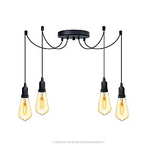 Lustre Aranha com 4 Pendentes  de 2 m + soquetes