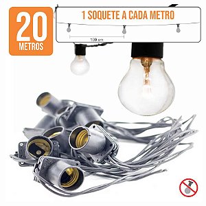 Varal de Lâmpadas - Cordão de Luz  20 m + 1 Soquete p/ Metro