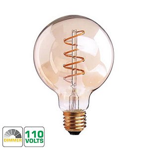 Lâmpada Filamento LED Retrô - G80 SPIRAL - DIMERIZÁVEL 110V