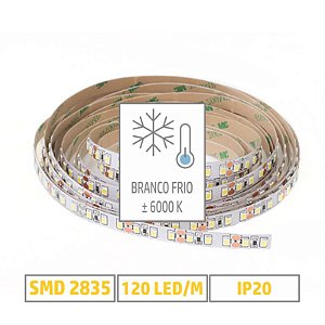 Fita LED 2835 - 6000K - Branco Frio - 5m