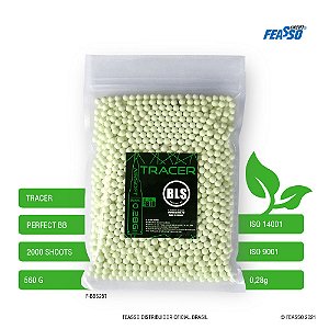 Munição para Airsoft BBs Tracer Verde BLS Perfect BB 0.28g  - c/2000 unid.  (560g)