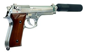 Pistola de Airsoft GBB SRC SR92 SILVER WOOD GB-0709W-SP Cal. 6mm