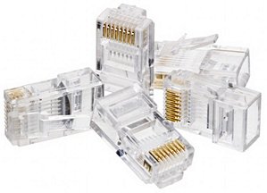 Pacote C/100 Conector Rj 45 Cat5e Banhado A Ouro