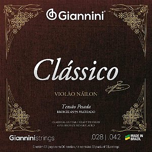 Encordoamento para Violão Náilon 6 cordas Giannini® Clássico Bronze 65/35 GENWPA Pesada