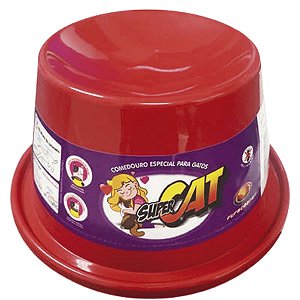 Comedouro Plástico para Gatos Super Cat Furacão Pet 200ml Vermelho