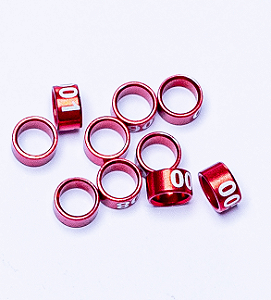 Anilhas Fechadas Alumínio 3.0mm Numeradas - Pact c/ 20und  - 21 a 40 - Vermelha