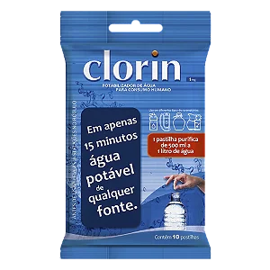 Clorin 1 Purificador de Água em Pastilhas 500ml a 1L | Clorin