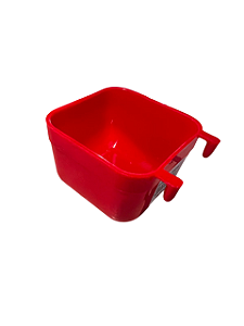 Comedouro Suspenso Canto de Gaiola - Quadrado - 200ml - Vermelho