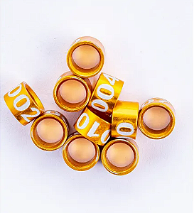 Anilhas Fechadas Alumínio 4.5mm Numeradas - Pact c/ 20und  - 01 a 20 - Amarelo