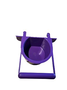 Comedouro Com Aba Para Papagaio Coleiro  Sabia - Roxo - Toco Tucano