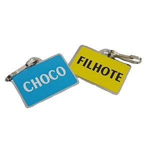 Plaqueta de Identificação de Alumínio Com Gancho - Filhote e Choco