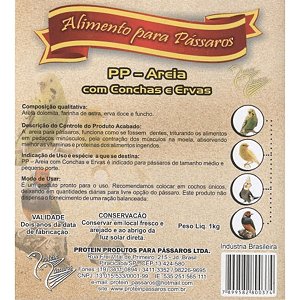 PP Areia - Protein Pássaros - Com Conchas e Ervas - 1kg