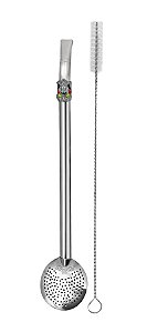 Bomba INOX Dm. 24cm Brasão RS Cano Chato Liso com Escovinha