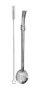 Bomba INOX Dm. 24cm Cuia Cano Redondo Liso com Bocal/Escovinha -