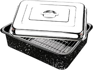 Assadeira Esmaltada Alta com Tampa e Grelha