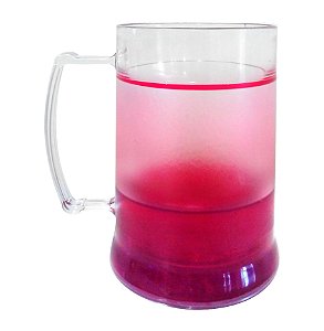 Caneca Injetada Transparente com Gel Vermelho 340 ml