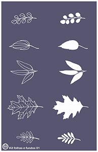 Kit folhas e fundos 01 - stencil 25 x 16 cm