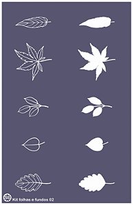 Kit folhas e fundos 02 - stencils 25 x 16 cm
