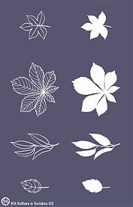 Kit folhas e fundos 03 - stencils 25 x 16 cm