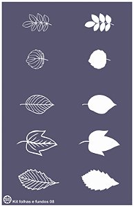 Kit folhas e fundos 08 - stencil 25 x 16 cm