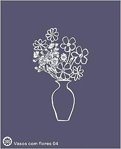 Vasos com flores 04 - stencil 16 x 13 cm