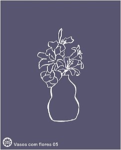Vasos com flores 05 - stencil 16 x 13 cm
