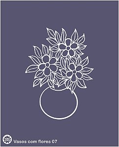Vasos com flores 07 - stencil 16 x 13 cm