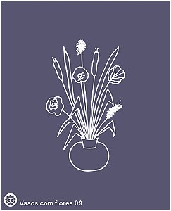 Vasos com flores 08 - stencil 16 x 13 cm