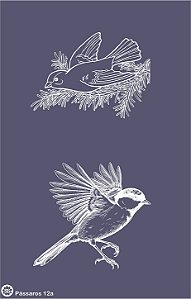 Pássaros 12a - Stencil 25 x 16 cm